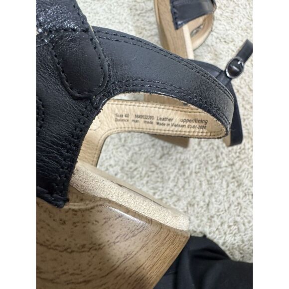 Dansko Season Black Leather Wood Grain Ankle Strap Open Sandals Size EU 40 US 10 - Picture 11 of 13